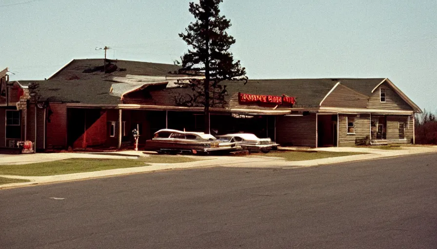 Prompt: 7 0 s film still from a horror movie about americana and the south, kodachrome, cinecolor, cinestill, film grain, film texture, retro, cinematic, high resolution, photorealism,