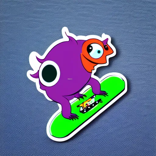 Image similar to cute monster skateboarding, sticker art, cronobreaker, beeple