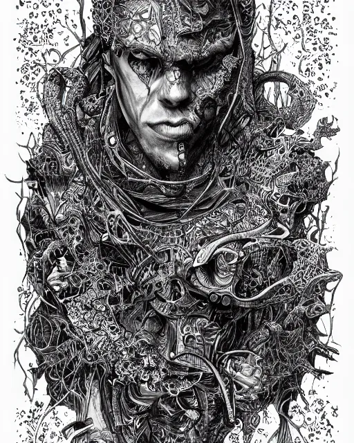 Image similar to scholar of madness, black ink on paper, trending on artstation, beautiful, intricate, detailed