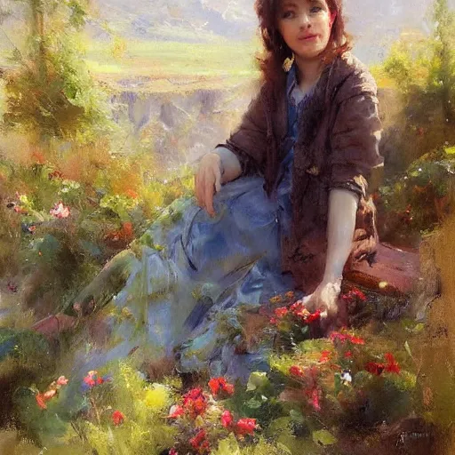 Image similar to a portrait of a character in a scenic environment by daniel f. gerhartz