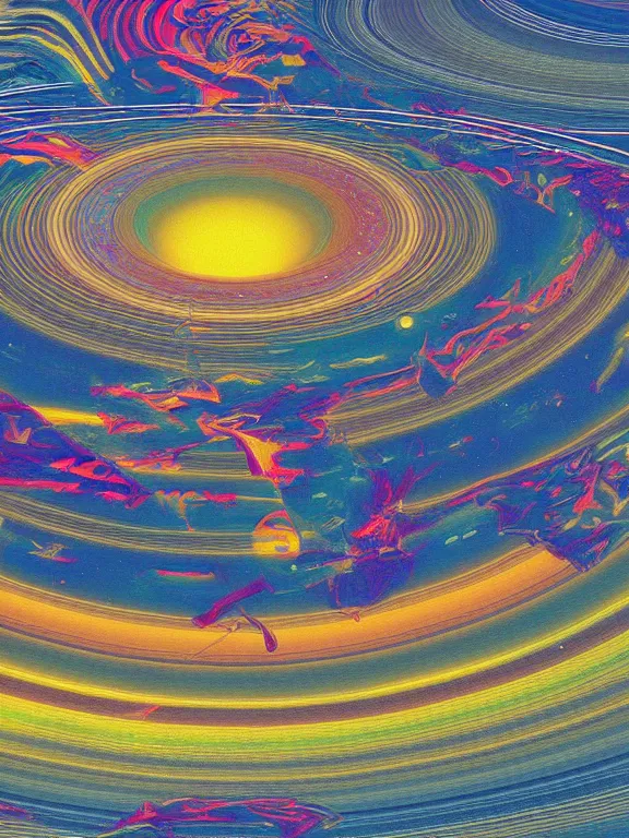 Image similar to A psychedelic poster of Saturn by Wes Wilson