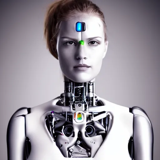 Image similar to portrait photo of a beautiful female cyborg