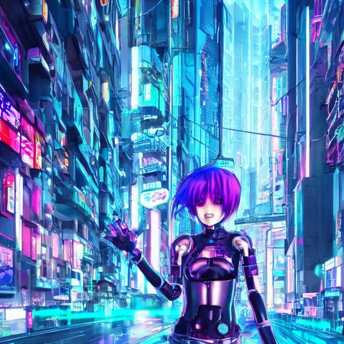 Wallpaper Girl, The game, City, Art, Lights, Neon, Cyborg, CD