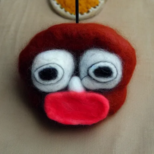 Image similar to a needle felted burger needle felting art.