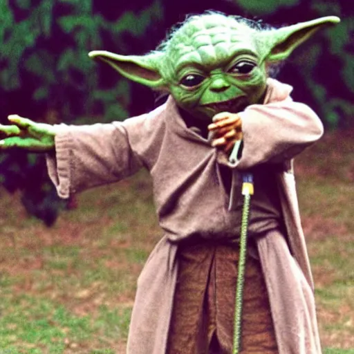 Image similar to yoda performing at woodstock