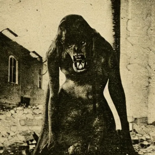 Image similar to 1860 photo of an ancient demon-girl devouring his own soul on an abandoned hospital, spooky