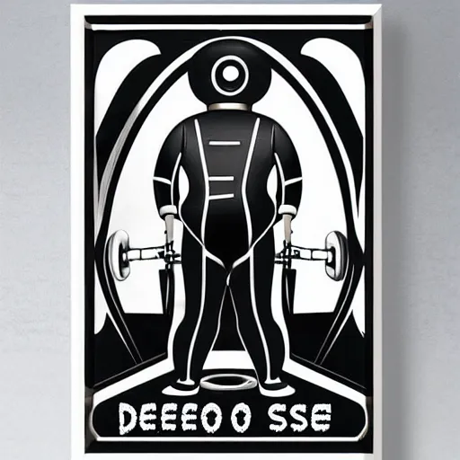 Prompt: deep - sea diving suit, art - deco style, sharp lines