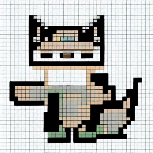 Image similar to pixel art of a cat, white background