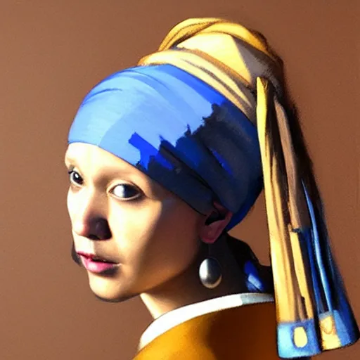 Image similar to Portrait of a Native American woman as the girl with the pearl earring, digital art by Ruan Jia and Mandy Jurgens and Artgerm, highly detailed, trending on artstation, award winning,