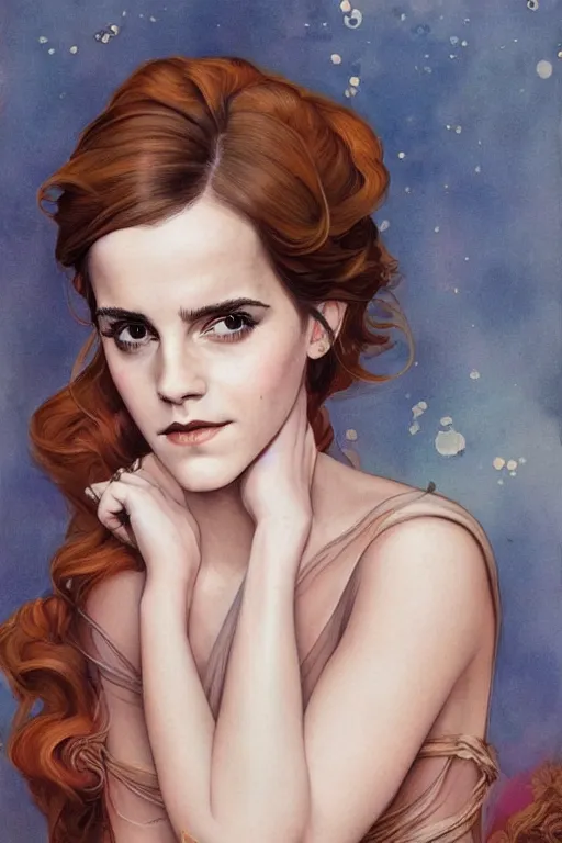Image similar to emma watson. a streamline moderne portrait in the style of anna dittmann and donato giancola and charles dulac.