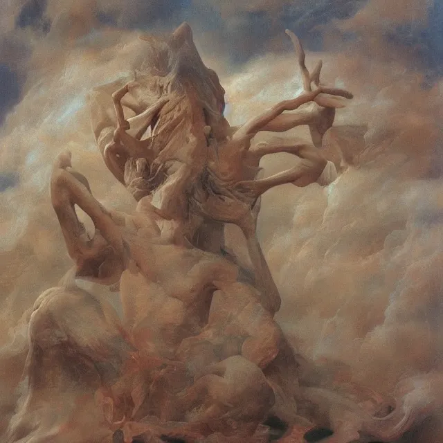 Image similar to Boreas by Zdzisław Beksiński, oil on canvas