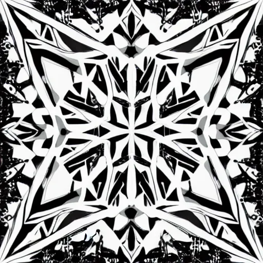 Image similar to geometric, snowflake black and white line art