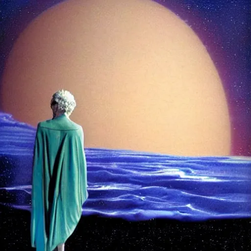 Prompt: ! dream on neptune looking out at vast space panting