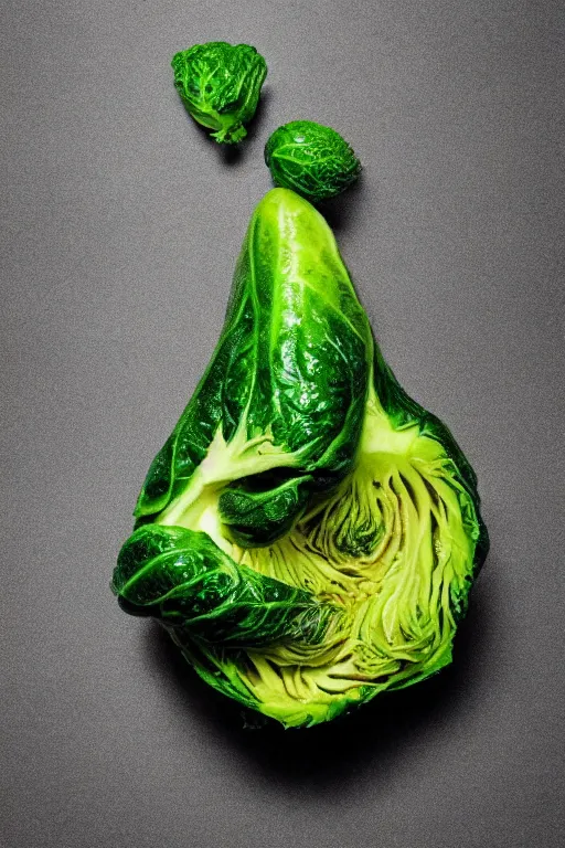 Prompt: 📷 russell crowe the brussel sprout, made of food, head portrait, dynamic lighting, 4 k