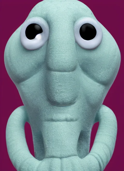 Image similar to funko pop figure of [ handsome ] squidward, chiseled jaw, sharp features, product photo