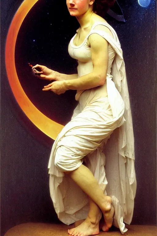 Prompt: portrait of a astronaut, by bouguereau