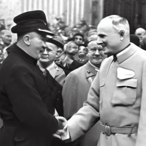 Image similar to Adolph Hitler meeting John Paul II, famous photo