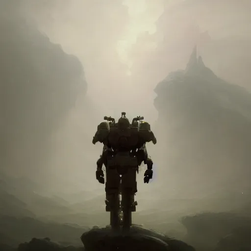 Prompt: epic portrait an mech robot walking on a dead world full of rocks, atmospheric, cloudy, foggy, dead, broad light, ambient occlusion, volumetric light effect, made by ivan aivazovsky, peter mohrbacher, greg rutkowski, matte painting, trending on artstation, 4 k, perfectly defined features, digital painting,