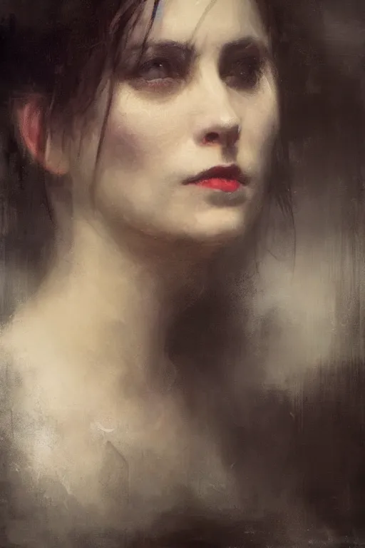 Prompt: detailed cinematic moody colors studio portrait of the memories of a victorian lady with a sensual pose kissing a gentleman high quality by jeremy mann, only one head single portrait