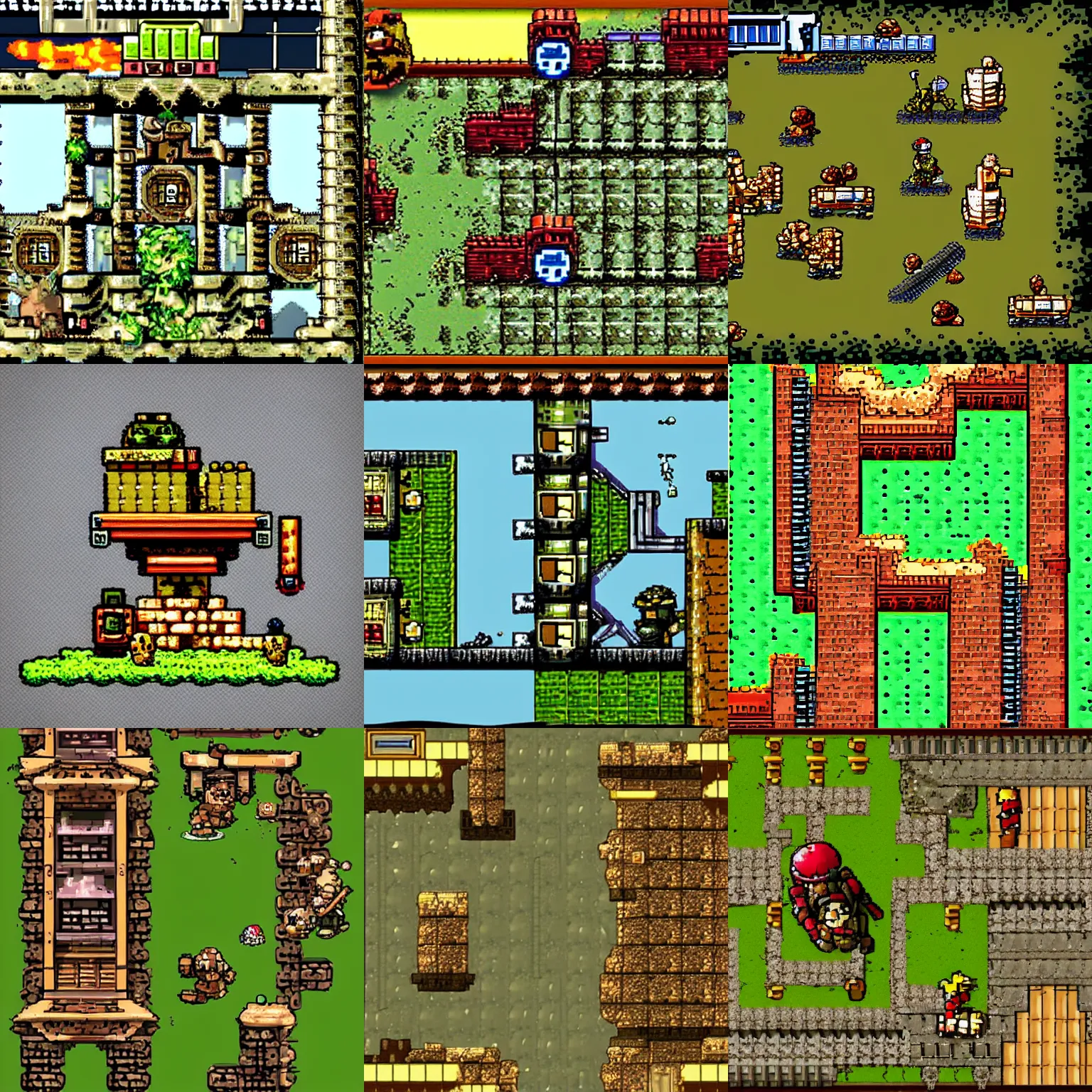 Image similar to battle tower, in the style of metal slug