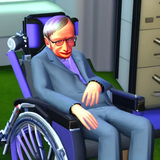 Image similar to stephen hawking in sims 4, gameplay footage