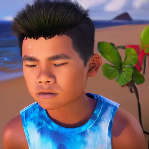 Prompt: hawaiian boy not being grateful for the things he hasa, 4 k photorealism, 4 k quality, trending on artstation