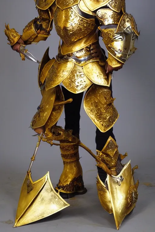 Image similar to Golden dragon born fighter wearing plate armor