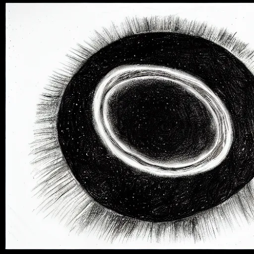 Image similar to a black hole explosion event, pencil painting