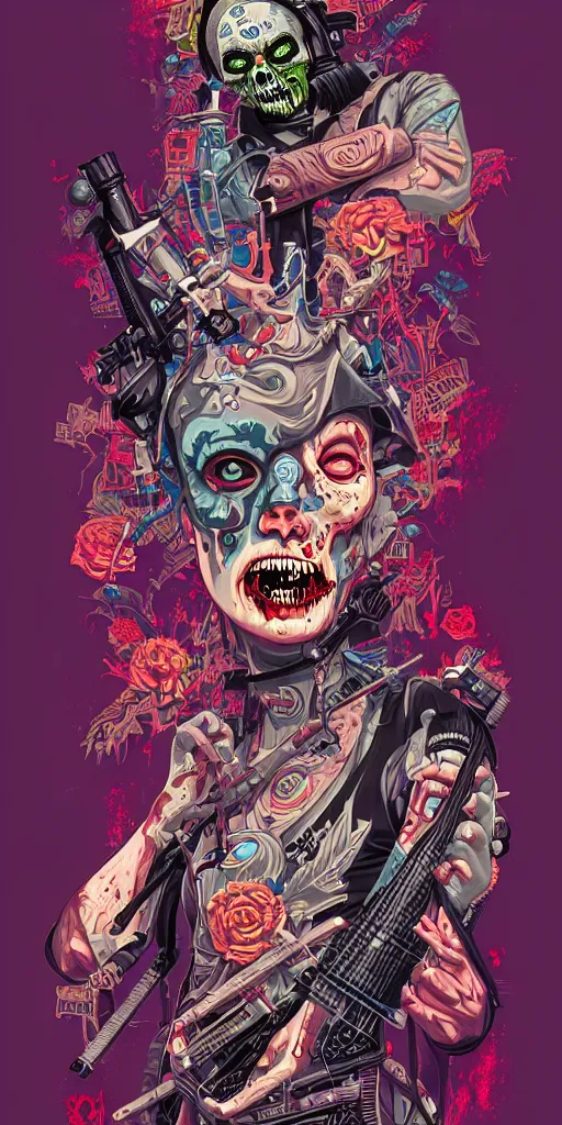 Image similar to a zombie punk band, tristan eaton, victo ngai, artgerm, rhads, ross draws