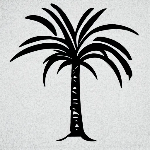 Prompt: stylised palm tree illustration rendered in trendy tropical style for vacation clipart sticker