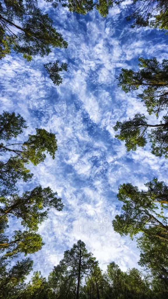 Image similar to beautiful sky with tons of aligned trees, epic stock photo