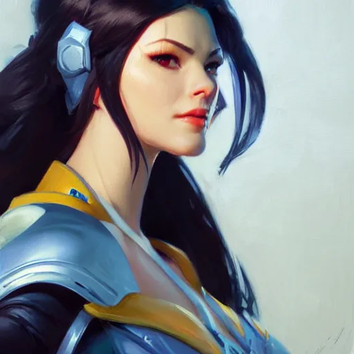 Prompt: greg manchess portrait painting of arwen as overwatch character, medium shot, asymmetrical, profile picture, organic painting, sunny day, matte painting, bold shapes, hard edges, street art, trending on artstation, by huang guangjian and gil elvgren and sachin teng