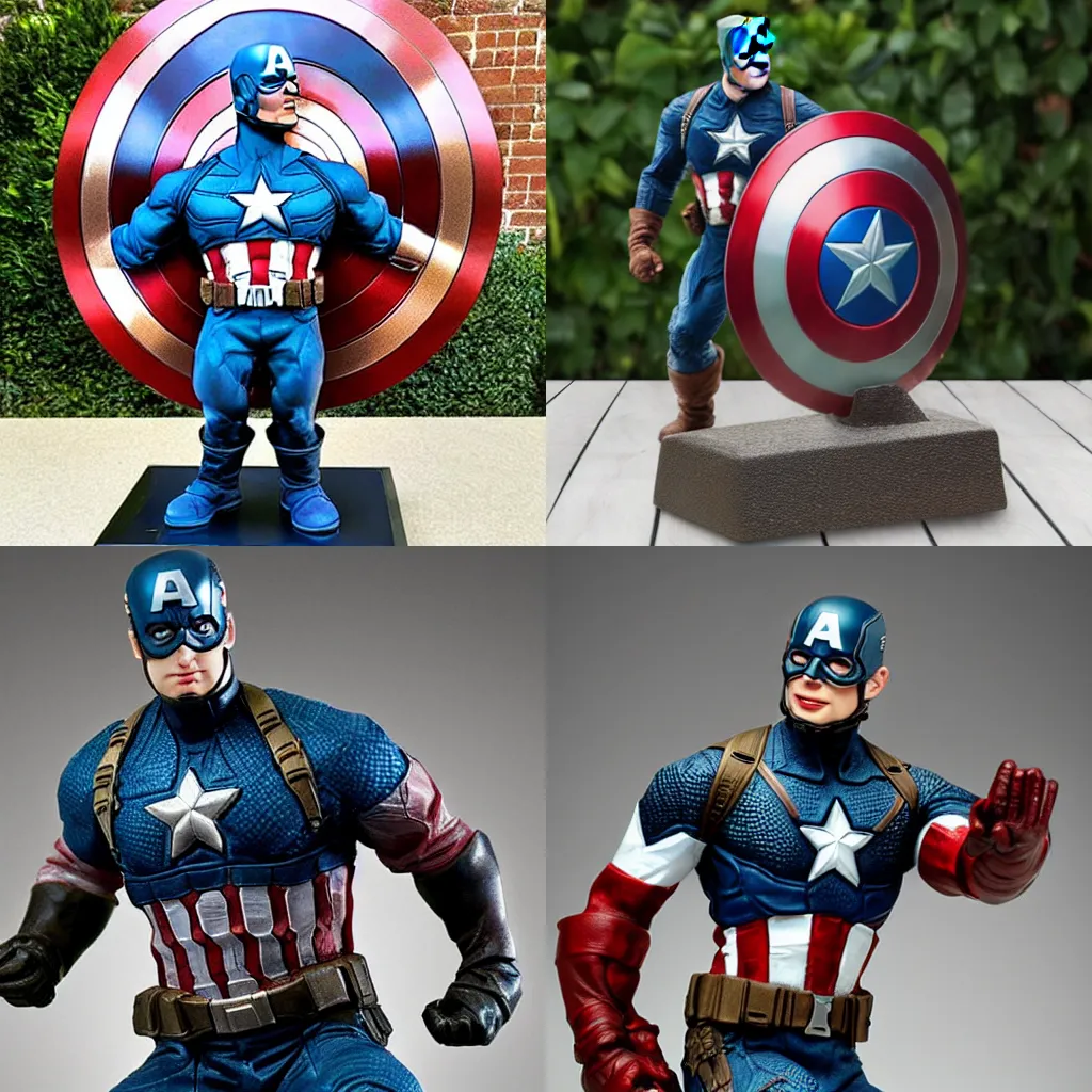 Prompt: captain america bronze statue