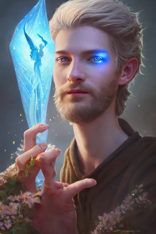 Image similar to legendary fairy prince wizard cast a spell, highly detailed, d & d, fantasy, highly detailed, digital painting, trending on artstation, concept art, sharp focus, illustration, global illumination, ray tracing, realistic shaded, art by artgerm and greg rutkowski and fuji choko and viktoria gavrilenko and hoang lap