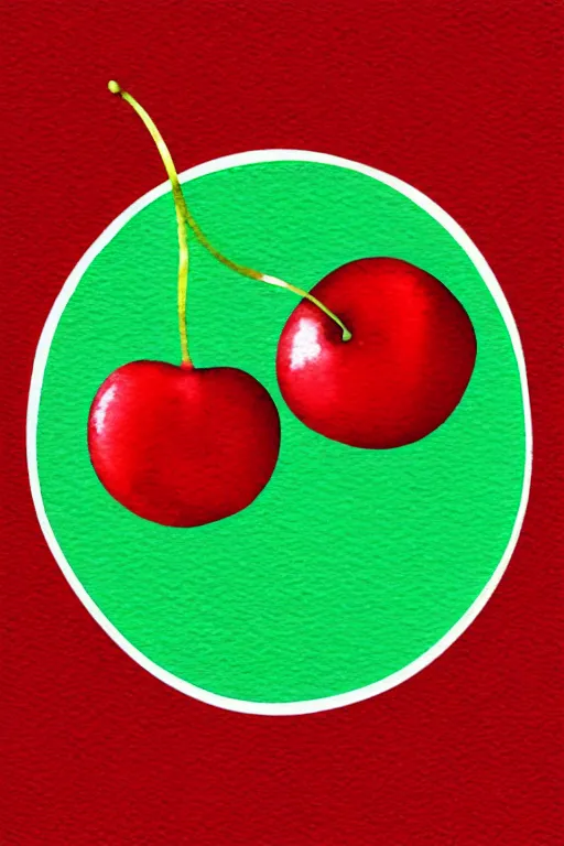 Image similar to minimalist watercolor art of a cherry, illustration, vector art