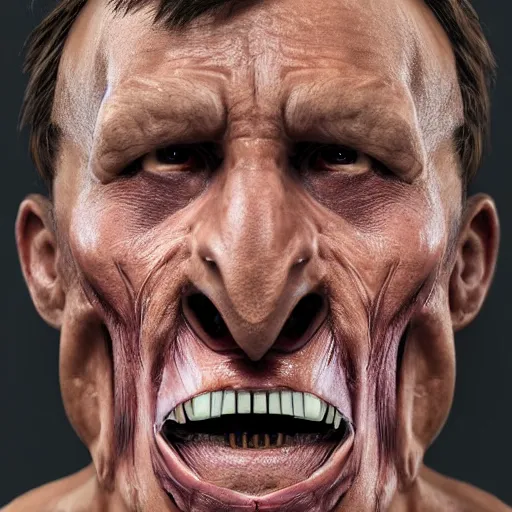 Image similar to man jaw extended, frightening, realistic, 4 k, photograph