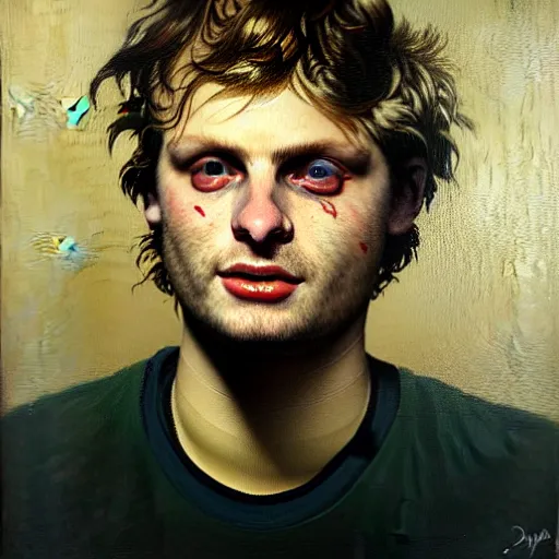 Prompt: portrait of mac demarco, detailed face, detailed painting, epic lighting, by ilya repin, phil hale and kent williams