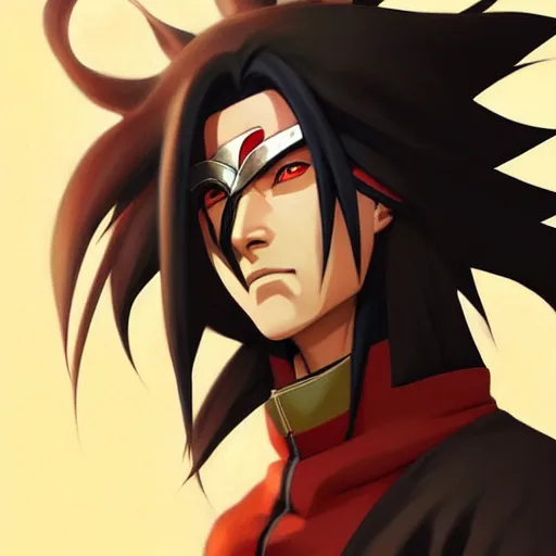 Image similar to portrait of madara uchiha from naruto shippuden, highly detailed, digital painting, artstation, concept art, smooth, sharp focus, illustration, art by artgerm and greg rutkowski and alphonse mucha, beautiful composition