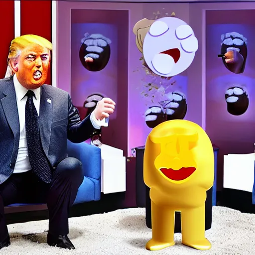 Prompt: donald trump smelling his own farts from an emoji poo jar, realistic, award winning, photography,