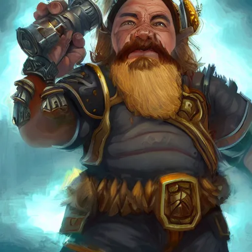 Image similar to A dwarf taking a self with a big camera, artwork by World of Warcraft Direction Art, detailed, dynamic, cinematic composition