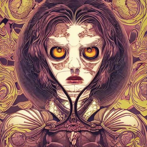 Image similar to portrait of icecream, symmetrical, by yoichi hatakenaka, masamune shirow, josan gonzales and dan mumford, ayami kojima, takato yamamoto, barclay shaw, karol bak