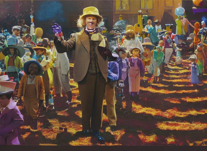 Prompt: film still of Willy Wonka's and the Chocolate Factory 1971 artwork painting made by Craig Mullins