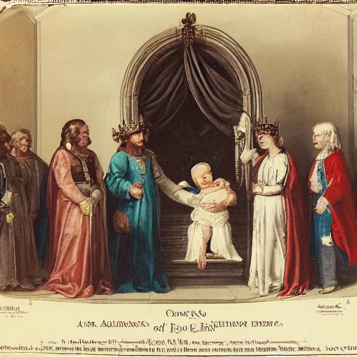 Prompt: a baby being crowned king of england