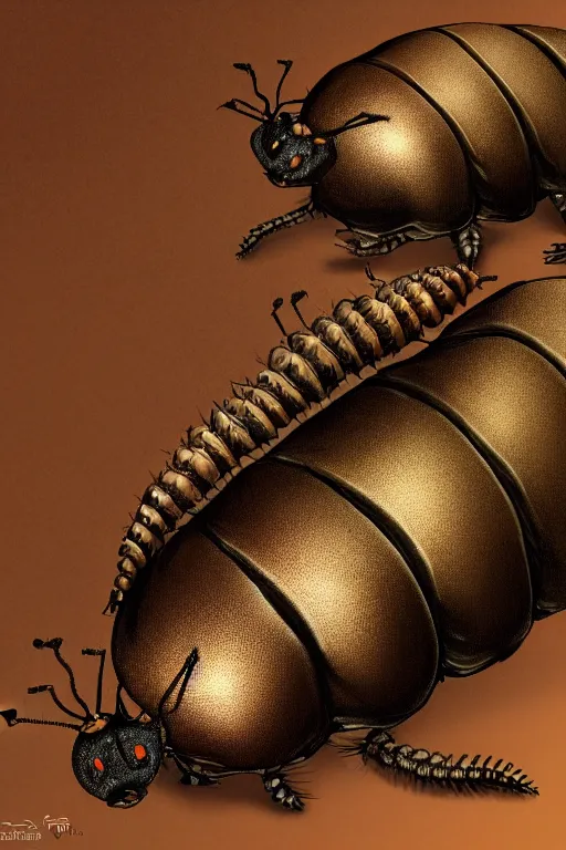 Image similar to an armadillidium, highly detailed, digital art, sharp focus, trending on art station, anime art style