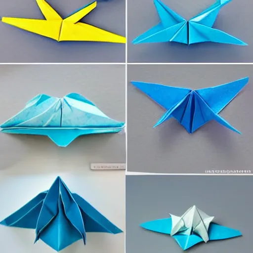 Image similar to origami sea creatures in a paper ocean diorama