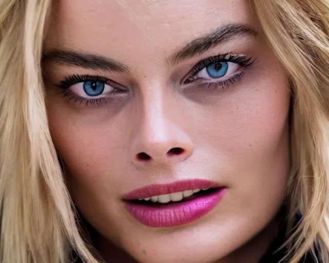 Prompt: a photo of margot robbie doing a silly face, hyper realistic face, beautiful eyes, cinematic, long shot, hyper detailed, 8 5 mm photograph, 8 k resolution, film still, sharp lens, wide lens