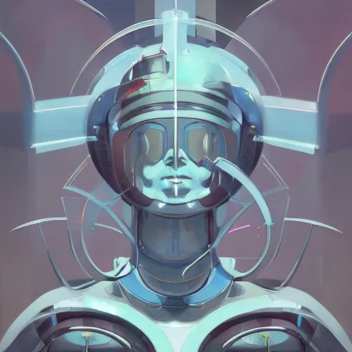 Image similar to scifi futurism automaton minimalism chrome by peter mohrbacher art Hajime Sorayama airbrush hyperrealism model abstract shatter fragments cubism futurism pastel blue soft flat minimal minimalism portrait face jackson pollock ukiyo-e lithograph