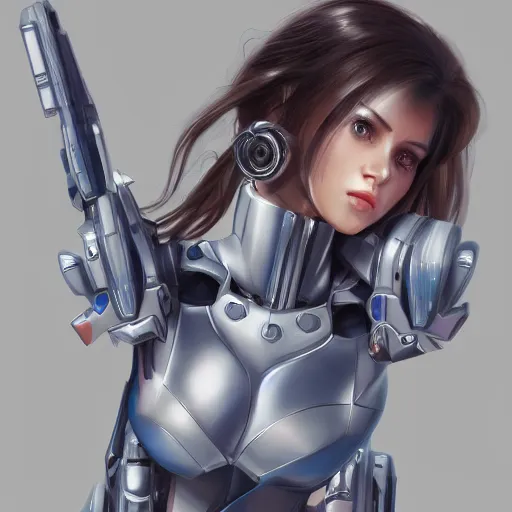 Image similar to heroine, beautiful, female mecha, ultra detailed, digital art, 8 k, hd, character, realistic, portrait, 3 d, hyperrealistic