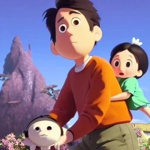 Image similar to a wholesome animation key shot of gustavo petro, medium shot, studio ghibli, pixar and disney animation, sharp, rendered in unreal engine 5, anime key art by greg rutkowski, bloom, dramatic lighting