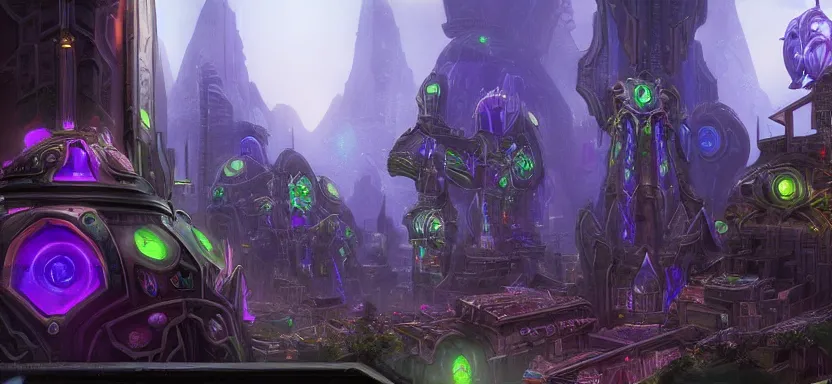 Image similar to world of warcraft futuristic, hyper detailed, cyberpunk